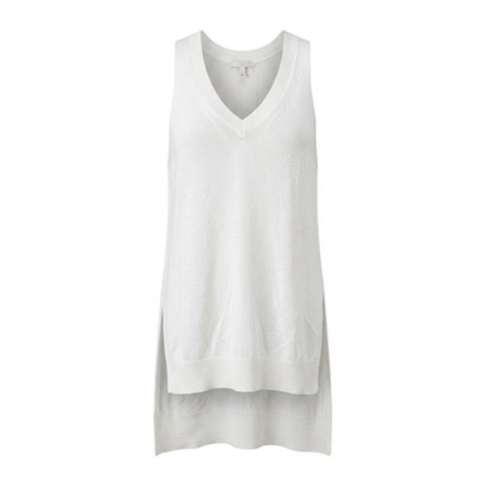 Anthropologie Sweater Tunic Womens S White Sleeveless V Neck Layering Longline